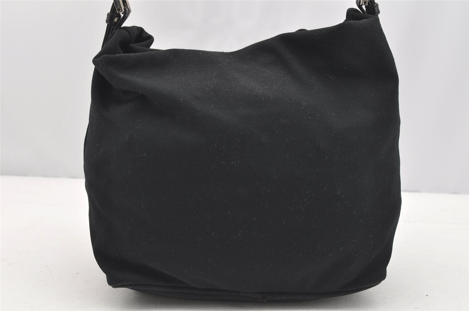 Authentic FENDI Vintage Shoulder Hand Bag Purse Jersey Leather Black 3966I