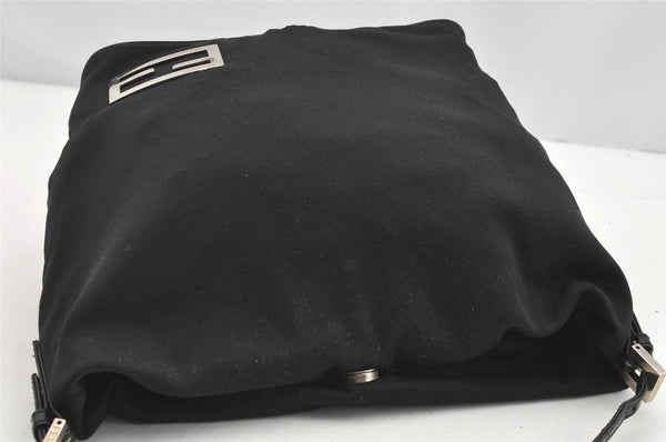 Authentic FENDI Vintage Shoulder Hand Bag Purse Jersey Leather Black 3966I