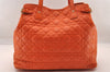 Authentic Christian Dior Panarea Cannage Tote Bag PVC Leather Orange CD 3967I