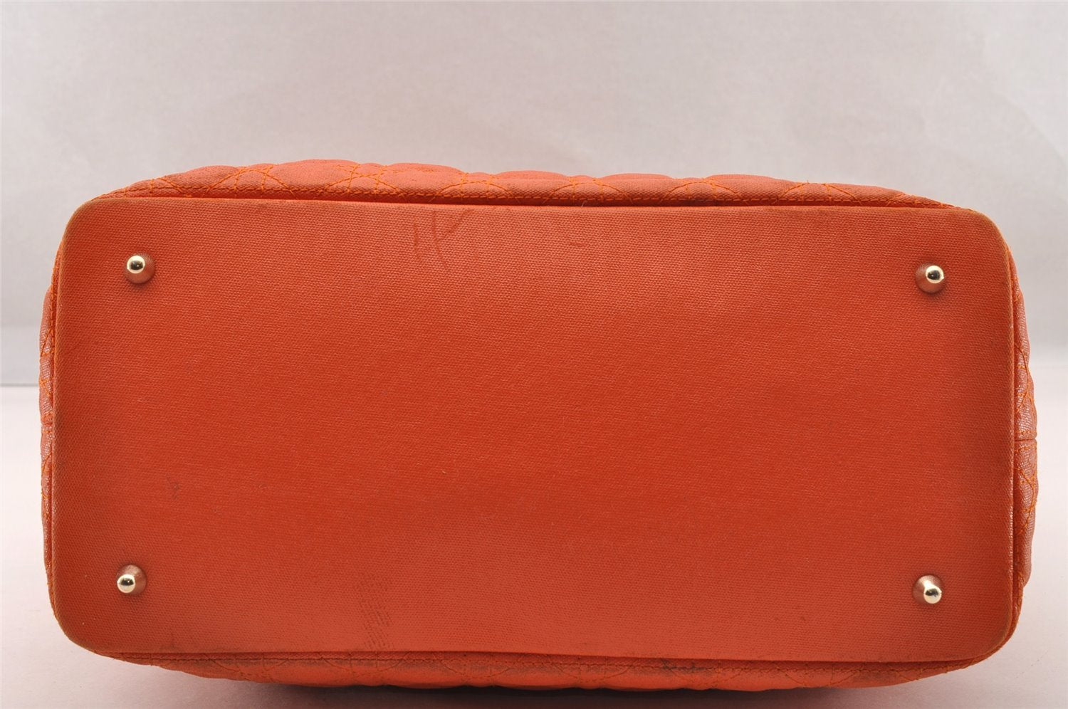 Authentic Christian Dior Panarea Cannage Tote Bag PVC Leather Orange CD 3967I