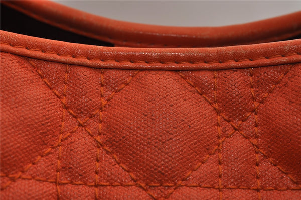 Authentic Christian Dior Panarea Cannage Tote Bag PVC Leather Orange CD 3967I