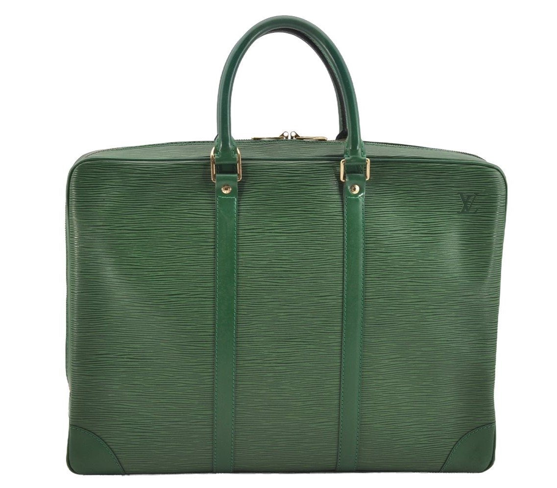 Authentic Louis Vuitton Epi Porte Documents Voyage Briefcase M54474 Green  3968I