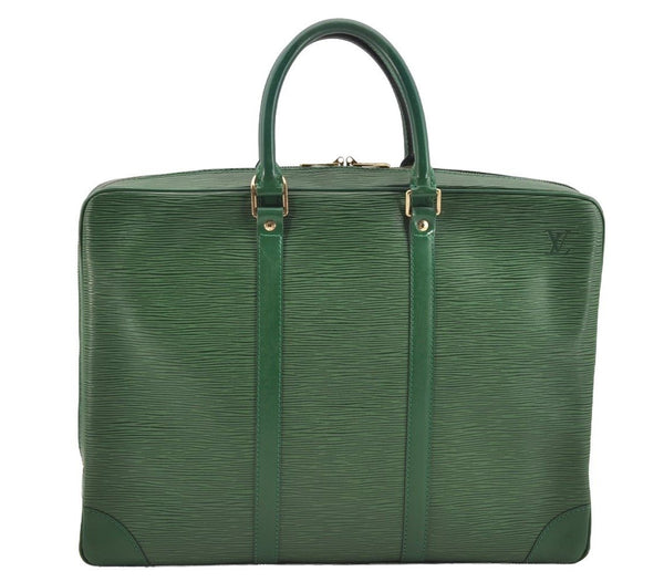Authentic Louis Vuitton Epi Porte Documents Voyage Briefcase M54474 Green  3968I