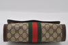 Authentic GUCCI Web Sherry Line Clutch Hand Bag GG PVC Leather Brown Junk 3977I