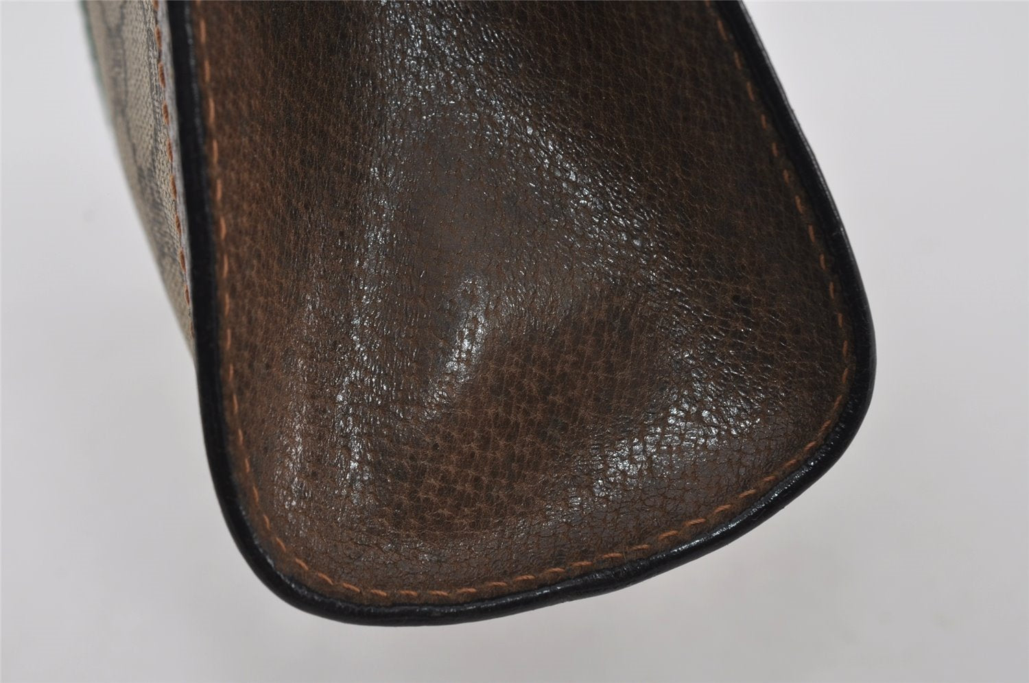 Authentic GUCCI Web Sherry Line Clutch Hand Bag GG PVC Leather Brown Junk 3977I