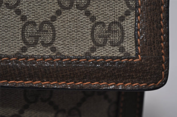 Authentic GUCCI Web Sherry Line Clutch Hand Bag GG PVC Leather Brown Junk 3977I