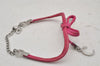 Authentic Christian Dior Chain Bracelet Silver Tone Leather Pink CD 3981I