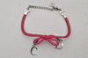 Authentic Christian Dior Chain Bracelet Silver Tone Leather Pink CD 3981I