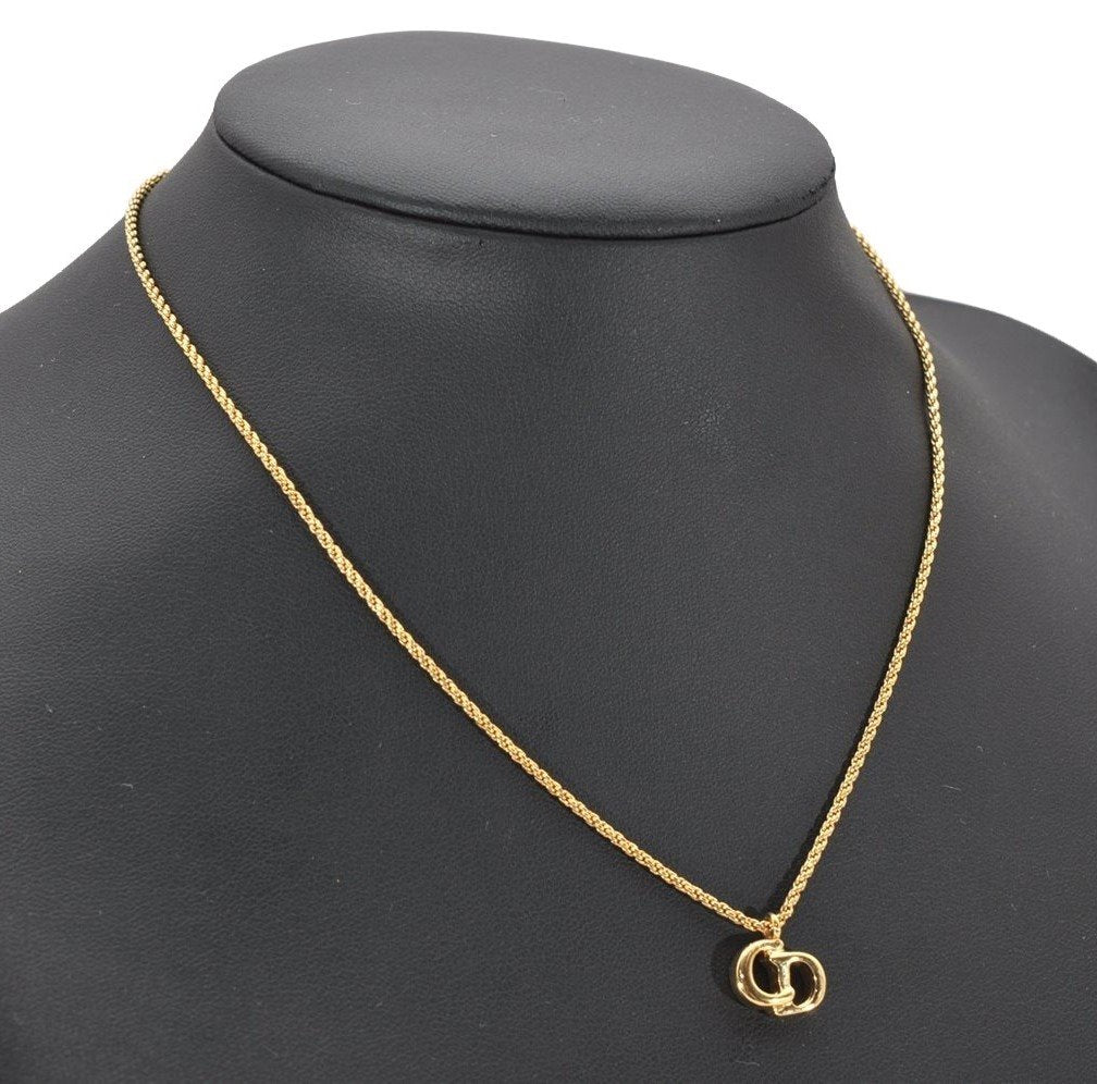 Authentic Christian Dior Vintage Gold Tone Chain Pendant Necklace CD 3983I