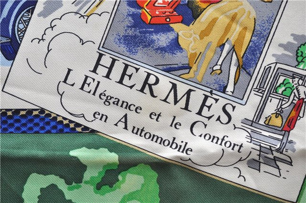Authentic HERMES Carre 90 Scarf "L E legance er le Confort " Silk Blue 3984D