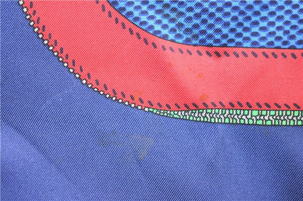 Authentic HERMES Carre 90 Scarf "L E legance er le Confort " Silk Blue 3984D
