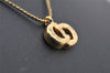 Authentic Christian Dior Gold Tone Rhinestone Chain Pendant Necklace CD 3984I