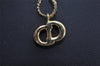 Authentic Christian Dior Gold Tone Rhinestone Chain Pendant Necklace CD 3984I