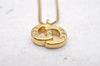 Authentic Christian Dior Gold Tone Rhinestone Chain Pendant Necklace CD 3984I