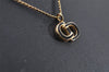 Authentic Christian Dior Gold Tone Chain Pendant Necklace Black CD 3985I