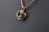 Authentic Christian Dior Gold Tone Chain Pendant Necklace Black CD 3985I