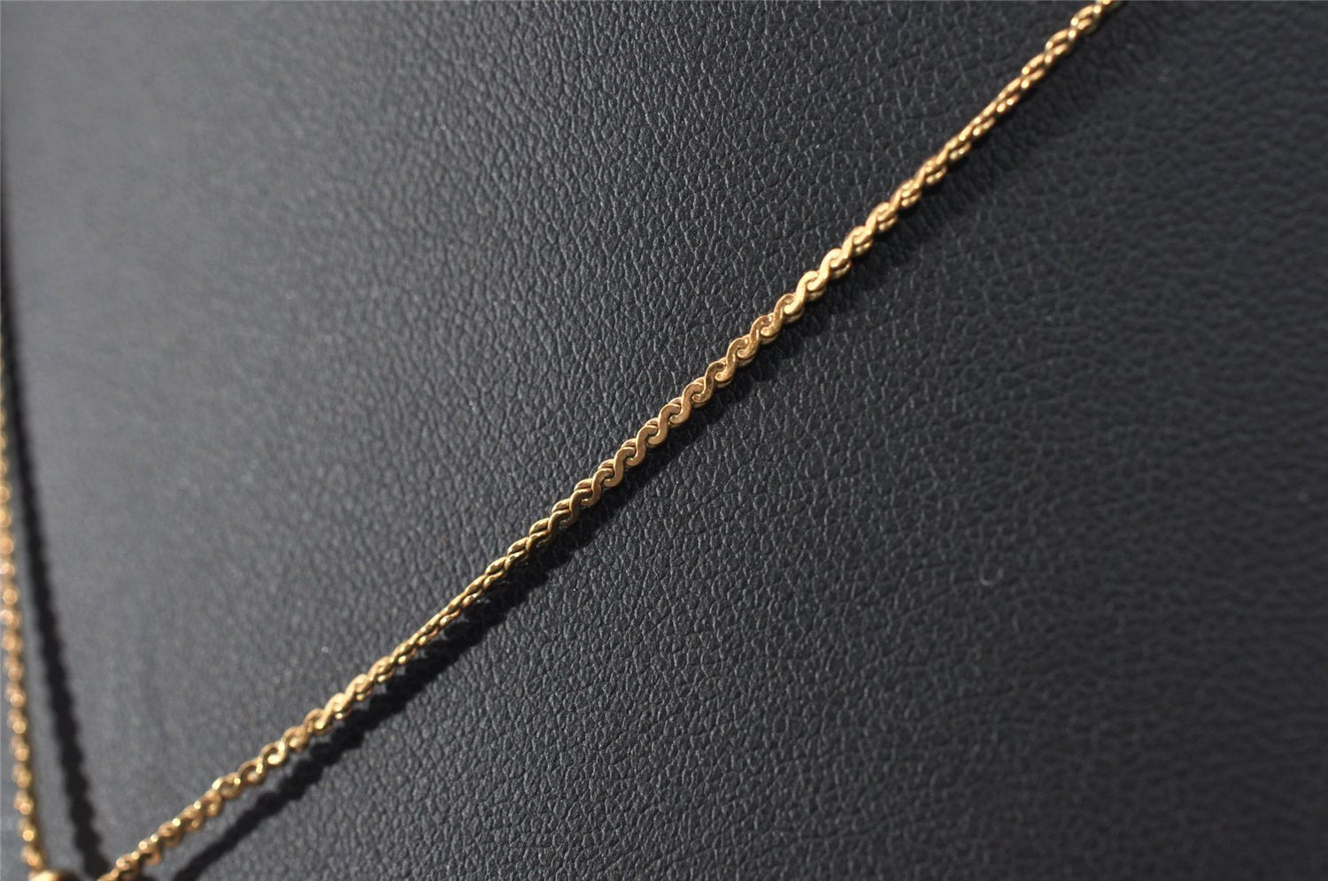 Authentic Christian Dior Gold Tone Chain Pendant Necklace Black CD 3985I