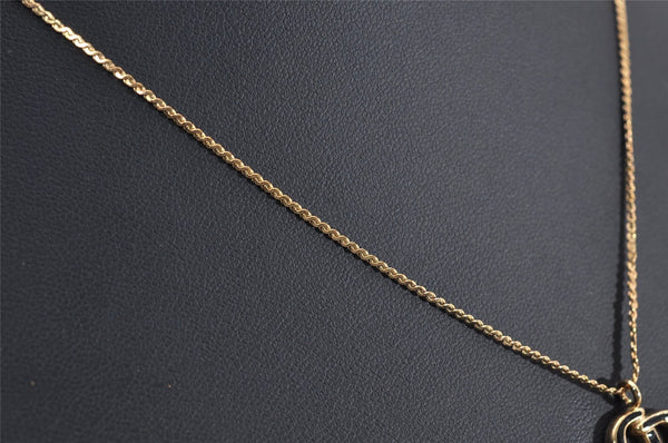 Authentic Christian Dior Gold Tone Chain Pendant Necklace Black CD 3985I