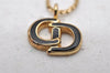 Authentic Christian Dior Gold Tone Chain Pendant Necklace Black CD 3985I