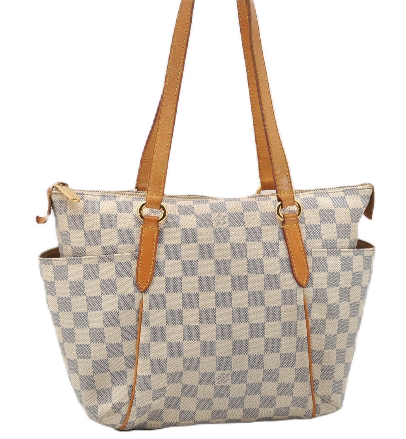 Authentic Louis Vuitton Damier Azur Totally PM Tote Bag White N41280 LV 3988F