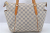 Authentic Louis Vuitton Damier Azur Totally PM Tote Bag White N41280 LV 3988F