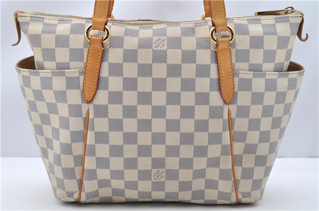 Authentic Louis Vuitton Damier Azur Totally PM Tote Bag White N41280 LV 3988F