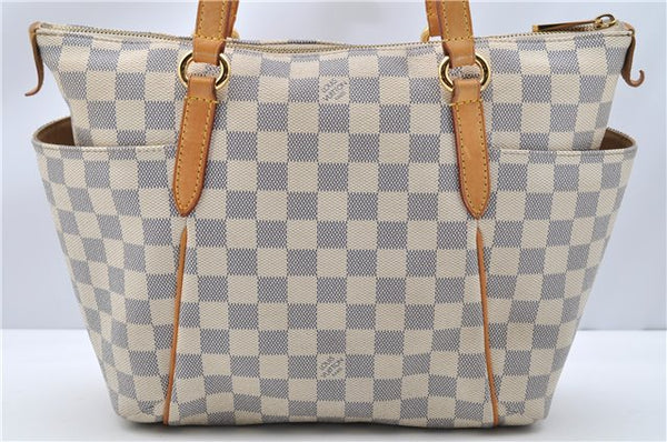 Authentic Louis Vuitton Damier Azur Totally PM Tote Bag White N41280 LV 3988F