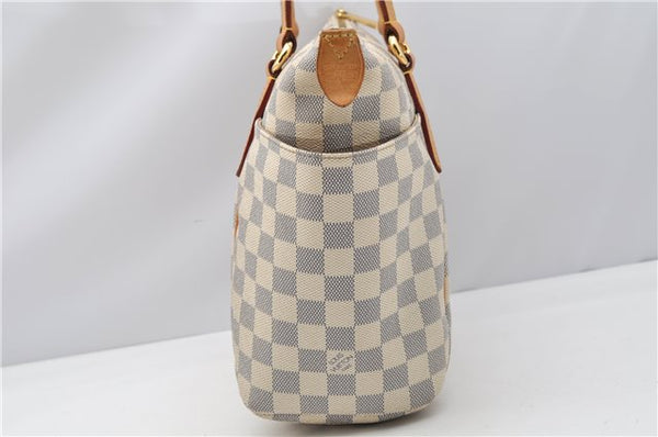 Authentic Louis Vuitton Damier Azur Totally PM Tote Bag White N41280 LV 3988F