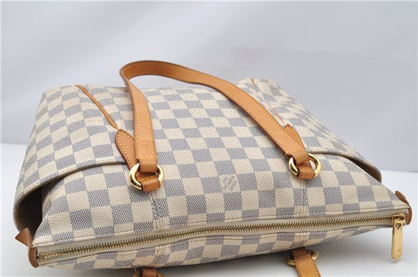 Authentic Louis Vuitton Damier Azur Totally PM Tote Bag White N41280 LV 3988F