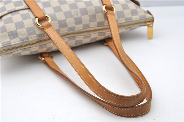 Authentic Louis Vuitton Damier Azur Totally PM Tote Bag White N41280 LV 3988F