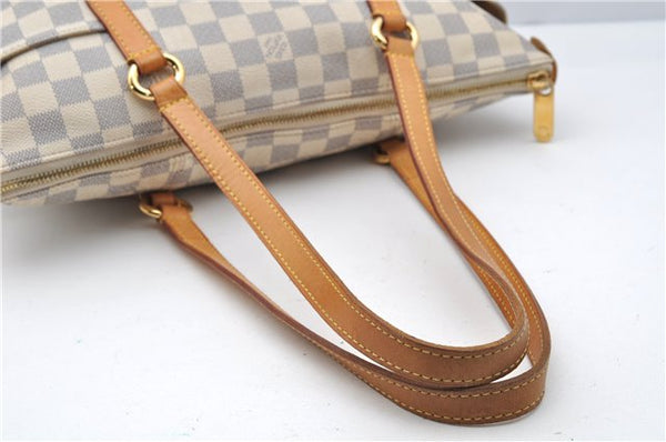Authentic Louis Vuitton Damier Azur Totally PM Tote Bag White N41280 LV 3988F