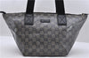 Authentic GUCCI GG Crystal Shoulder Tote Bag PVC Leather 131228 Black Gold 3991D