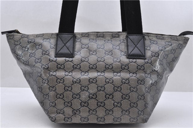 Authentic GUCCI GG Crystal Shoulder Tote Bag PVC Leather 131228 Black Gold 3991D