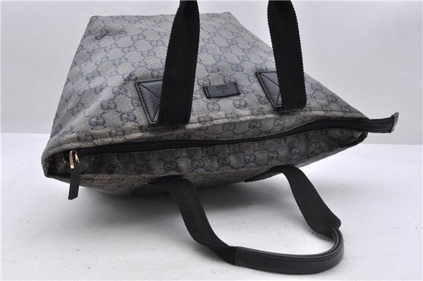 Authentic GUCCI GG Crystal Shoulder Tote Bag PVC Leather 131228 Black Gold 3991D