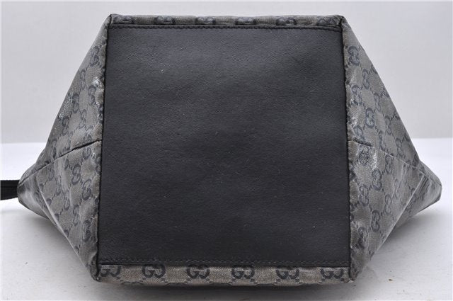 Authentic GUCCI GG Crystal Shoulder Tote Bag PVC Leather 131228 Black Gold 3991D