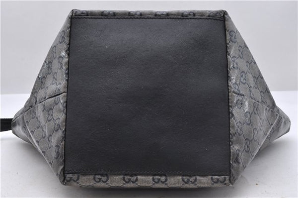 Authentic GUCCI GG Crystal Shoulder Tote Bag PVC Leather 131228 Black Gold 3991D