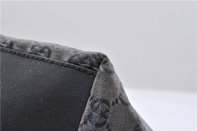 Authentic GUCCI GG Crystal Shoulder Tote Bag PVC Leather 131228 Black Gold 3991D