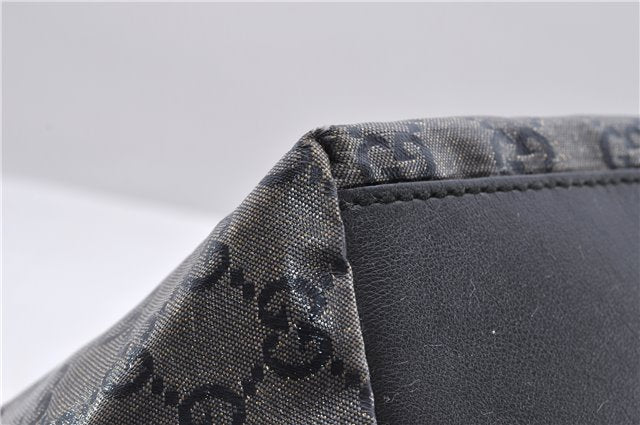 Authentic GUCCI GG Crystal Shoulder Tote Bag PVC Leather 131228 Black Gold 3991D