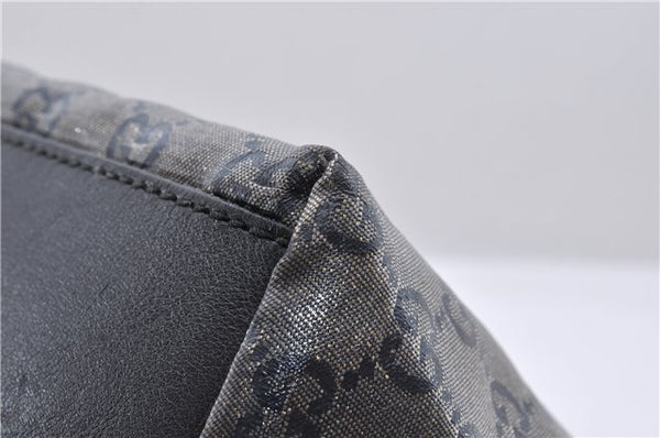 Authentic GUCCI GG Crystal Shoulder Tote Bag PVC Leather 131228 Black Gold 3991D