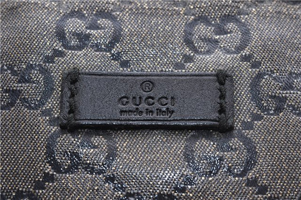 Authentic GUCCI GG Crystal Shoulder Tote Bag PVC Leather 131228 Black Gold 3991D