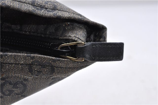 Authentic GUCCI GG Crystal Shoulder Tote Bag PVC Leather 131228 Black Gold 3991D