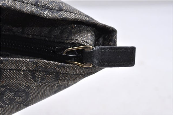 Authentic GUCCI GG Crystal Shoulder Tote Bag PVC Leather 131228 Black Gold 3991D