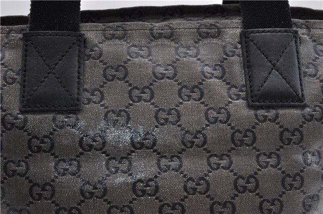 Authentic GUCCI GG Crystal Shoulder Tote Bag PVC Leather 131228 Black Gold 3991D