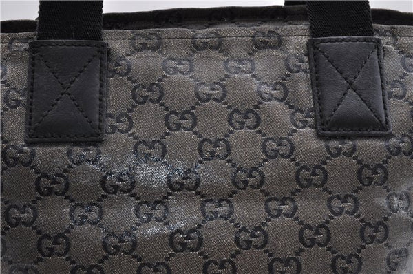 Authentic GUCCI GG Crystal Shoulder Tote Bag PVC Leather 131228 Black Gold 3991D