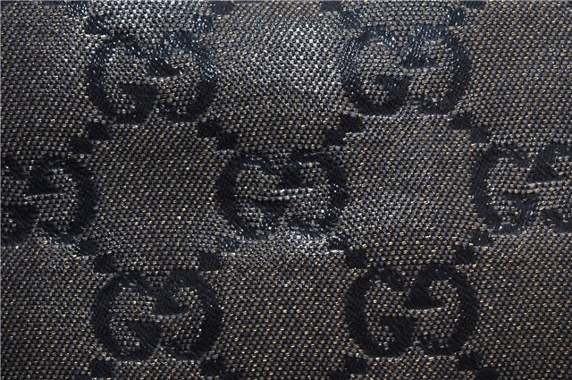 Authentic GUCCI GG Crystal Shoulder Tote Bag PVC Leather 131228 Black Gold 3991D