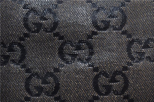 Authentic GUCCI GG Crystal Shoulder Tote Bag PVC Leather 131228 Black Gold 3991D