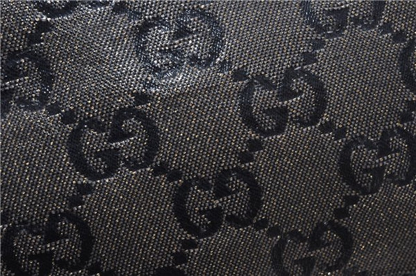 Authentic GUCCI GG Crystal Shoulder Tote Bag PVC Leather 131228 Black Gold 3991D