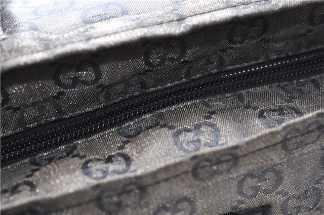 Authentic GUCCI GG Crystal Shoulder Tote Bag PVC Leather 131228 Black Gold 3991D