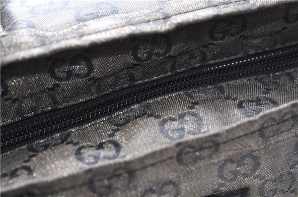 Authentic GUCCI GG Crystal Shoulder Tote Bag PVC Leather 131228 Black Gold 3991D