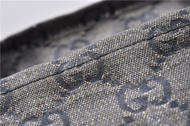 Authentic GUCCI GG Crystal Shoulder Tote Bag PVC Leather 131228 Black Gold 3991D